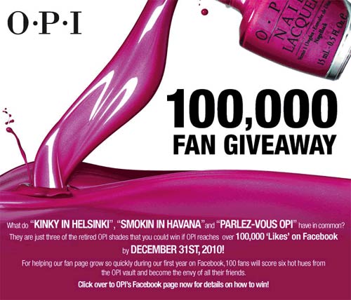 OPI 100,000 Fan Giveaway